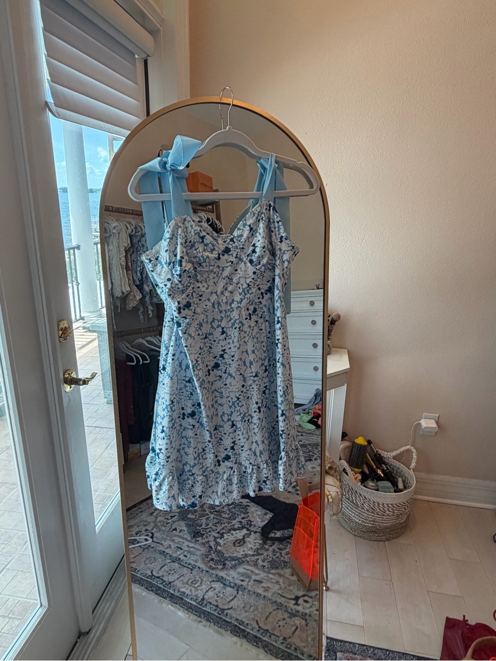 Blue Floral Tie-Shoulder Sundress